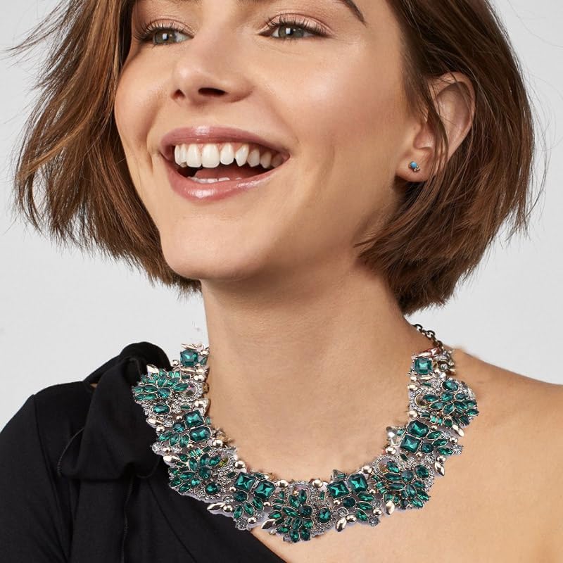 Zthread Bib Statement Necklace Colorful Glass Crystal Collar Choker Necklace for Women Fashion Accessories - Image 2